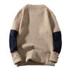 Fashion Casual Long Sleeve Color Contrast Round Neck Men'S Sweater Loose Pullover