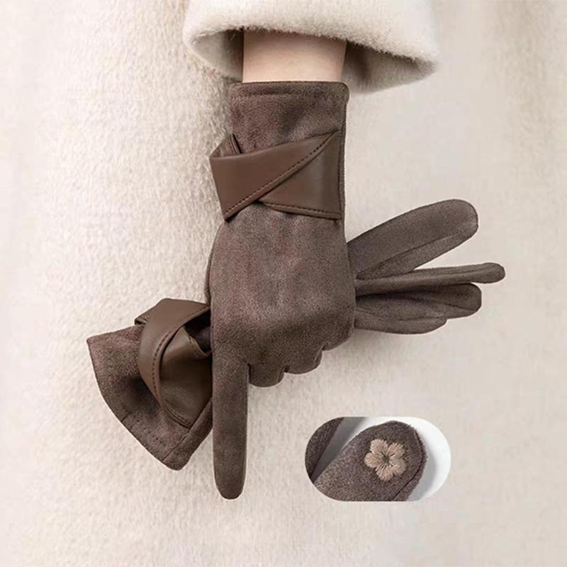 Women's Gloves Suede Winter Warm Velvet Touchscreen Gloves Elegant Touch Screen Gloves For Riding Driving Keep Warm Outdoor