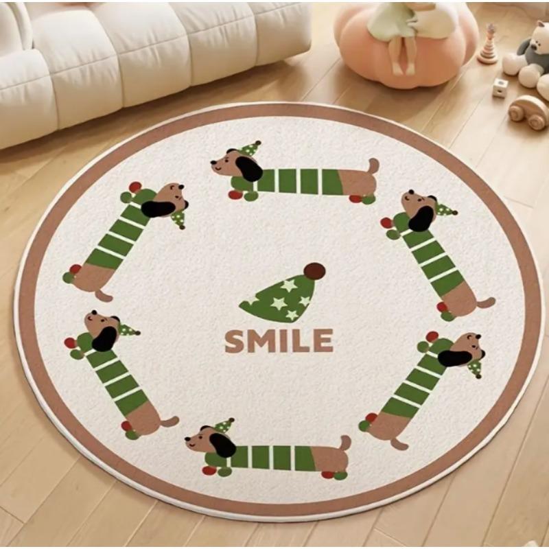 Christmas Puppy Circular Carpet Decoration Gift Pad Ethnic Living Room Bedroom Hanging Chair Pad Area Carpet New Year Carpet