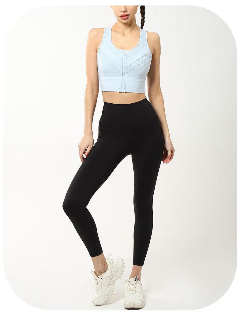 Women's Front Zipper High-Impact Sports Bra with Beautiful Back Design