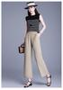 Elastic Waist Wide-Leg Pants for Middle-Aged Women, 9-Point Length, Spring & Autumn