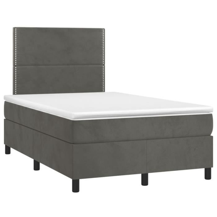 3142954 vidaXL Divan Bed and Mattress Dark Grey 120x200cm Velvet