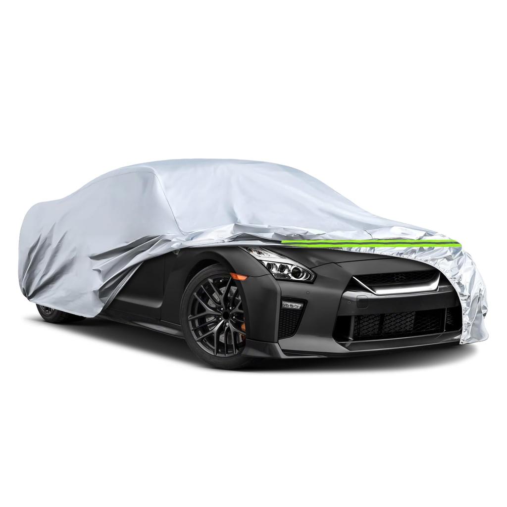 Syncnika Car Cover for JDM Sports UV Rain and Snow Silver GT-R 2007-2025 Nissan, Waterproof, Fleece-Lined, Dustproof, Protection, Protection, Carport,
