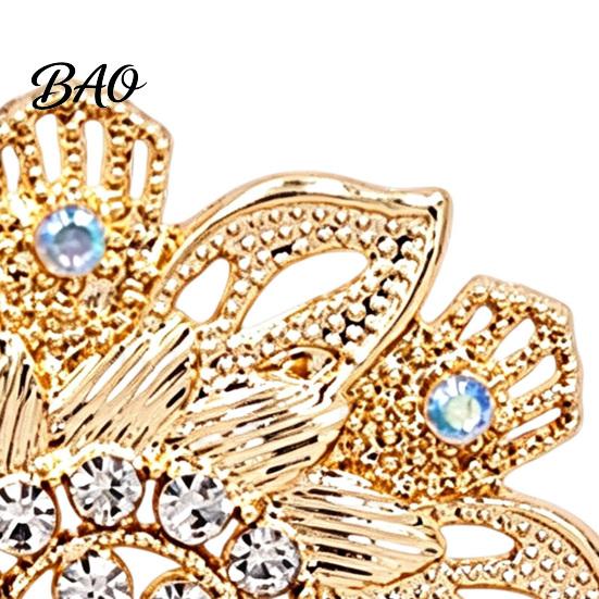 Oxidation Resistant Pins Retro Rhinstone Flower Brooch for Women, Golden Plated Alloy Floral Tone Pin Lapel Pin, Clothing Jewelry Accessories Wedding