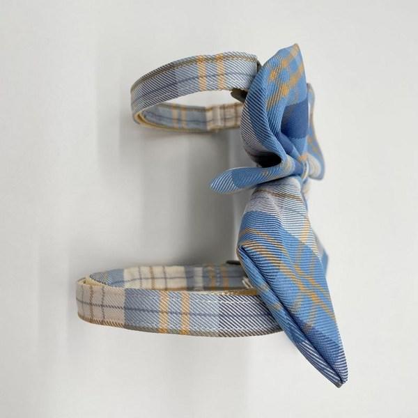 With Us Damda Dog Cat Harness Check Ribbon Harness Leash Set Pink Blue Yellow