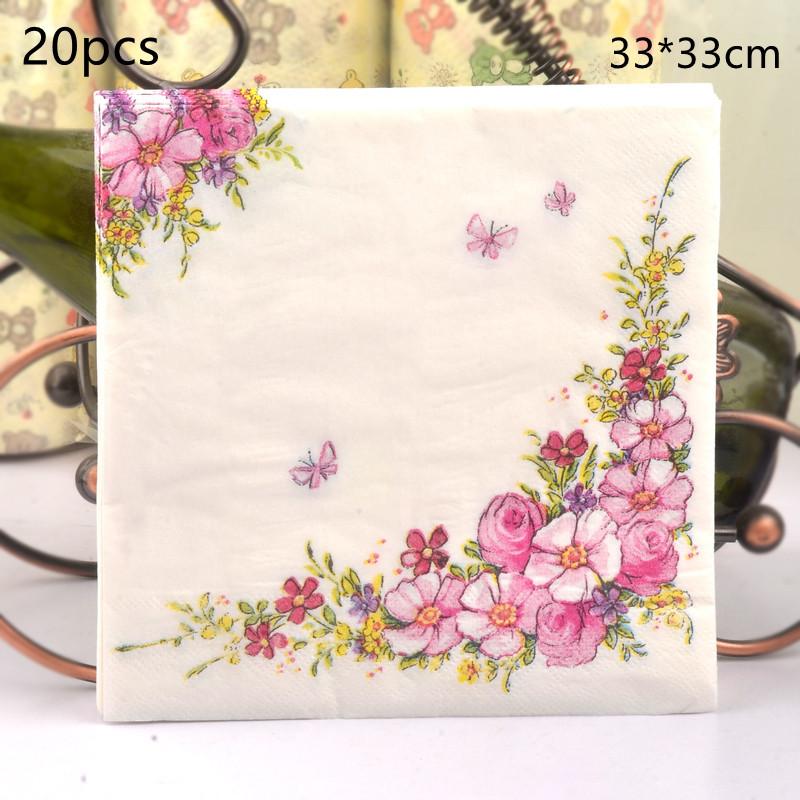 20 Stück bedruckte Servietten Papier Decoupage Taschentücher Blumen Hochzeit Geburtstag DIY Dekoration Schreibtisch Dekoration Servietten