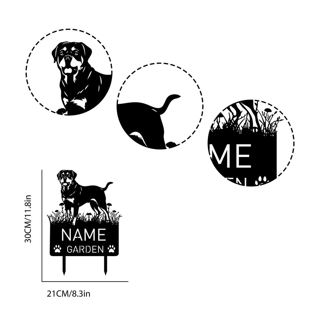 Personalized Rottweiler Dog Memorial Garden Stake Metal Pet Grave Marker Sympathy Gift