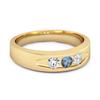 Bague Alliance Trois Pierres Topaze Bleue de Londres - Argent Sterling 925 Plaqué Or