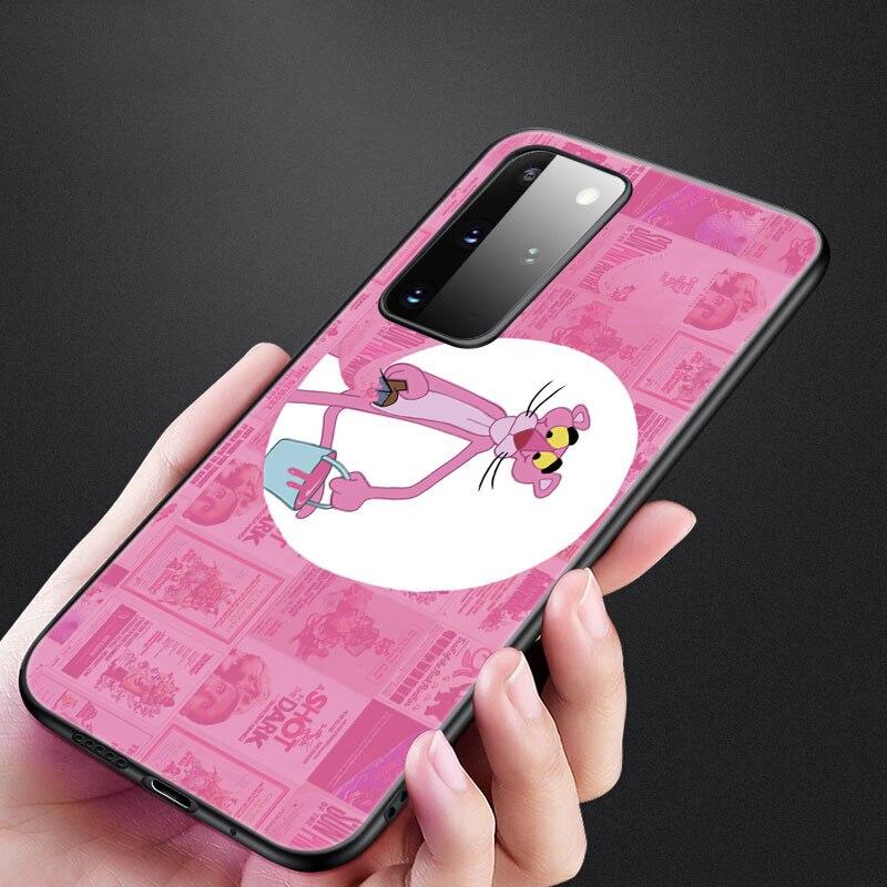 Cute Funny Pink Panther Phone Case For Samsung Galaxy S20 S21 FE S10 Lite Note 20 10 Lite S8 S9 S10E S10 Plus Ultra Black Cover