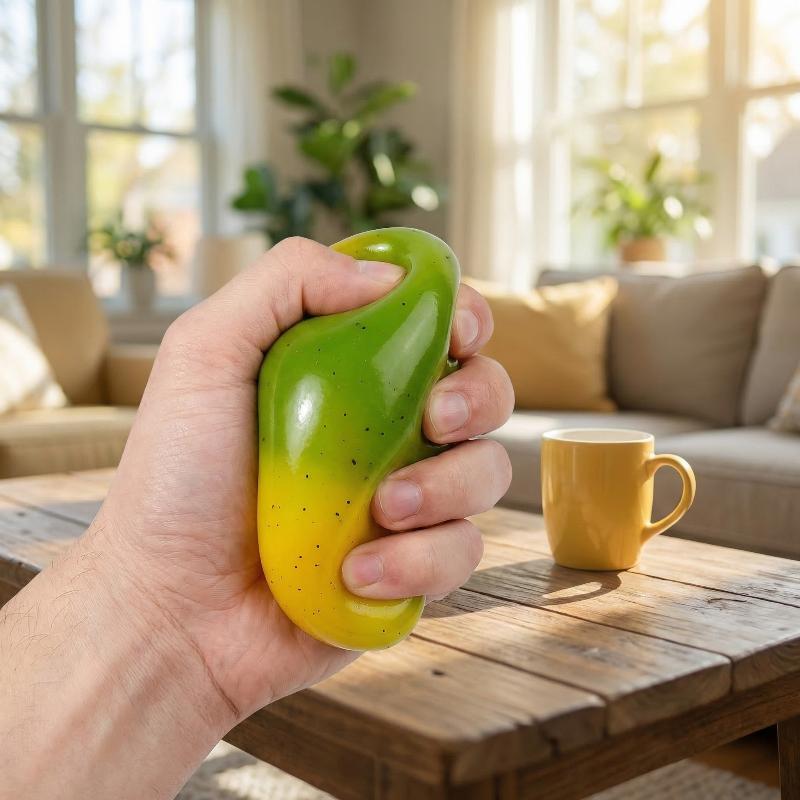 Kreatives Simulations-Farbwechsel-Mango-Quetschspielzeug Dosenform Flüssige Mango Temperaturwechselndes Dekompressionsspielzeug Geschenk
