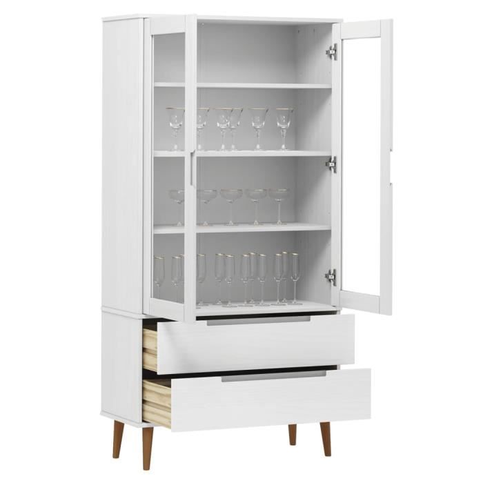 VidaXL Armoire à vitrine MOLDE Blanc 90x35x175 cm Bois de pin massif 350544
