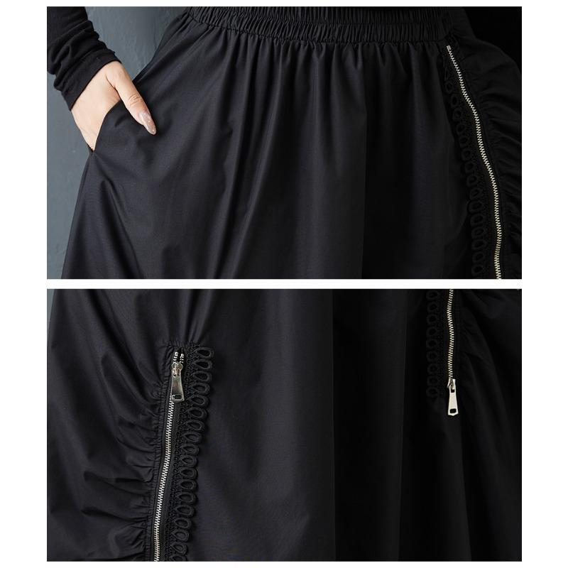 DIMANAF 2025 Rozmiar Plus Jesień Zima Kobiety Długie Spódnice Zamek Elastyczny Pas Spodnie Oversize Moda Odzież Damska