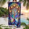 Tree Life Celestial Harmony Theme Quick Dry Beach Towel Custom Name Text Print Large Sand Resistant Towel Beach Vacation