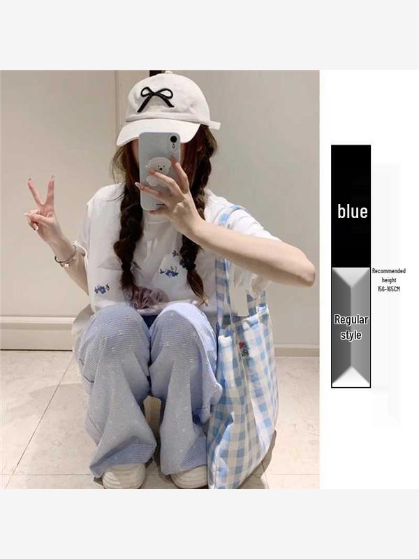 2025 Women's Yellow Jacquard Straight-Leg High-Waisted Slimming Summer Pants