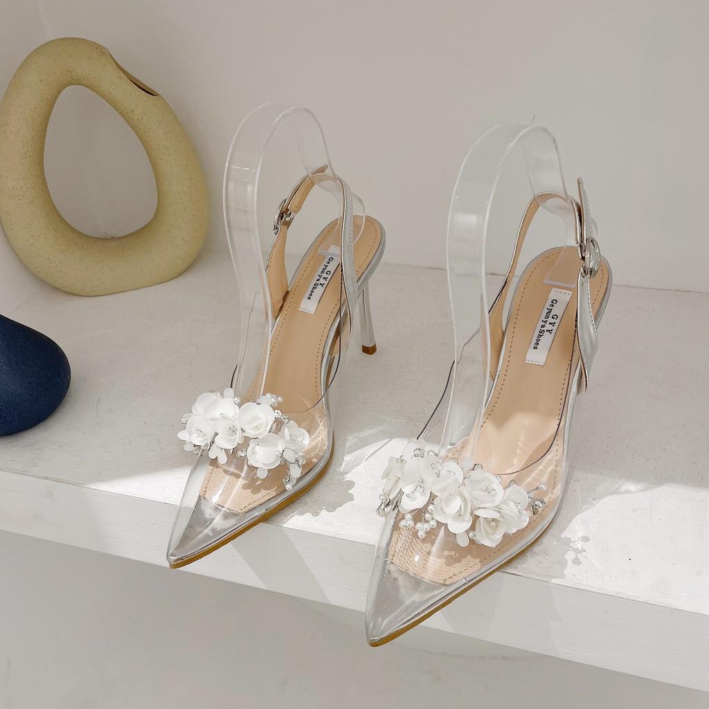 Fashion Street Style Pointed Toe Women Pumps Sexy Clear Perspex High Heels Shoes Designer Wedding Banquet Sandals Zapatos De Mujer