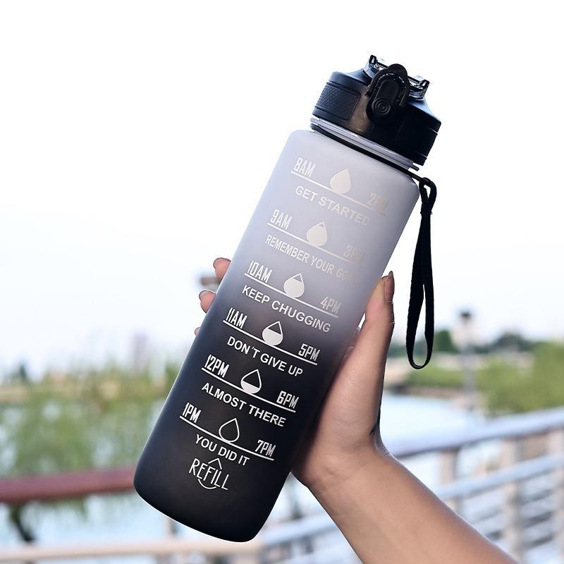 Water Cup Gradient Color Scrub 1000ml Straw Space Cup Summer Men's Sports Kettle Plastic Cup Handy Cup Water Cup