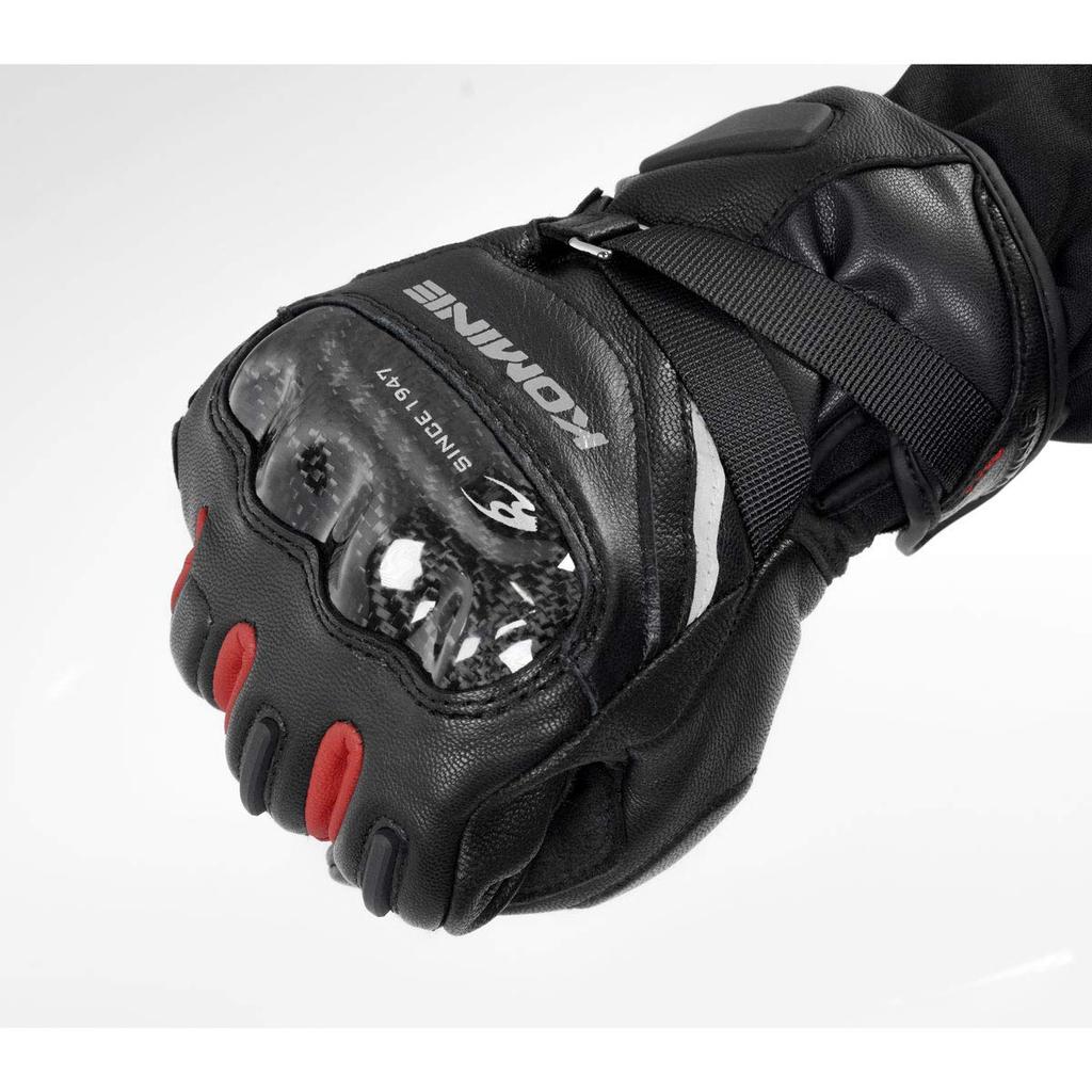 Komine Motorcycle Protective Windproof Leather Gloves HG XL Black/Red 06-844 GK-844