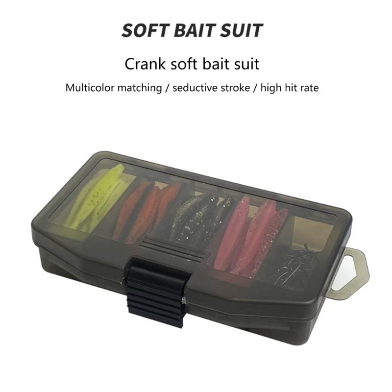 61Pcs Ribbon Fork Tail Fishes Baits Freshwater Saltwater Soft Lures Swimbaits