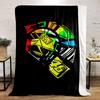 A colorful helmet design featuring bold geometric shapes and numbers. for all seasons blanket lunch break throw gift
