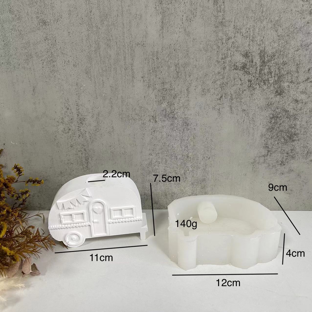 

Сделай сам Кемпинговый автобус Подсвечник Силиконовая форма Подсвечник Гипсовая форма для украшения Капельная форма Домашнее украшение белый