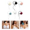 Fabric Flower Tie Choker Necklace Long Rope Lock Collarbone Chain Fashion Neck Decoration Fabric Floral Tie-Up Choker