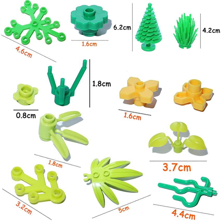 MOC Plants Accessories Bricks City Big Pine Tree Branch Bush Green Grass Flower Building Bricks 2417 2423 4727 6255 30176 33291