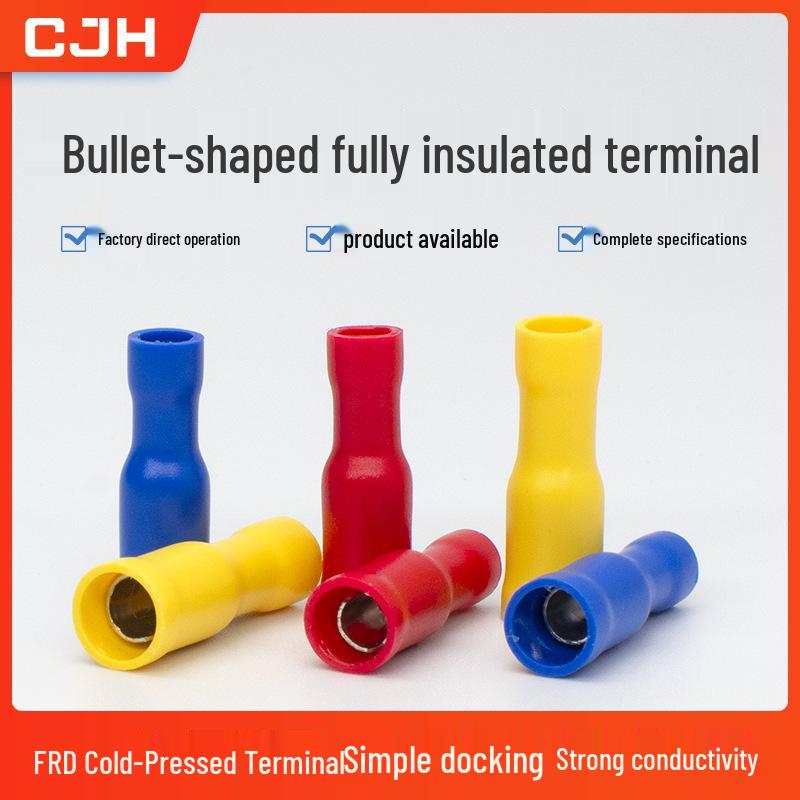 CJH Cold Crimp Bullet Terminal Female, 500 Pcs, FRD2-156/2-195, Fully Insulated