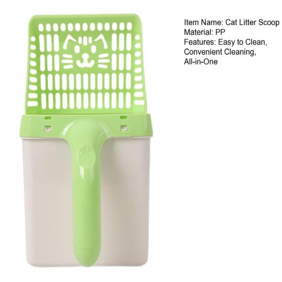 Cat Litter Scoop with Bag Holder Mess-Free Kitty Litter Box Sifter with Refill Bags Spill-Proof Cat Poop Scooper for Easy One-Handed Cleaning