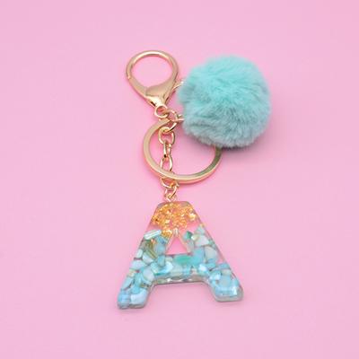 Buchstaben-Anhänger, Plüschball, Schlüsselanhänger, Harz, Pailletten-Schnalle, Schlüsselanhänger, Halter, Charm-Dekoration