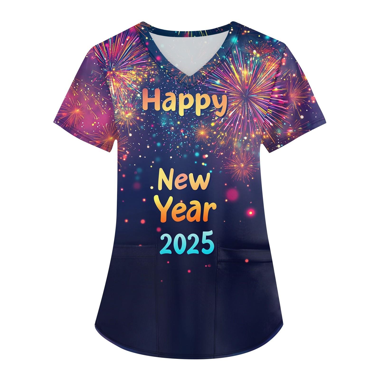 

Женская мода с v-образным вырезом, короткими рукавами и карманами, топы с принтом XXL