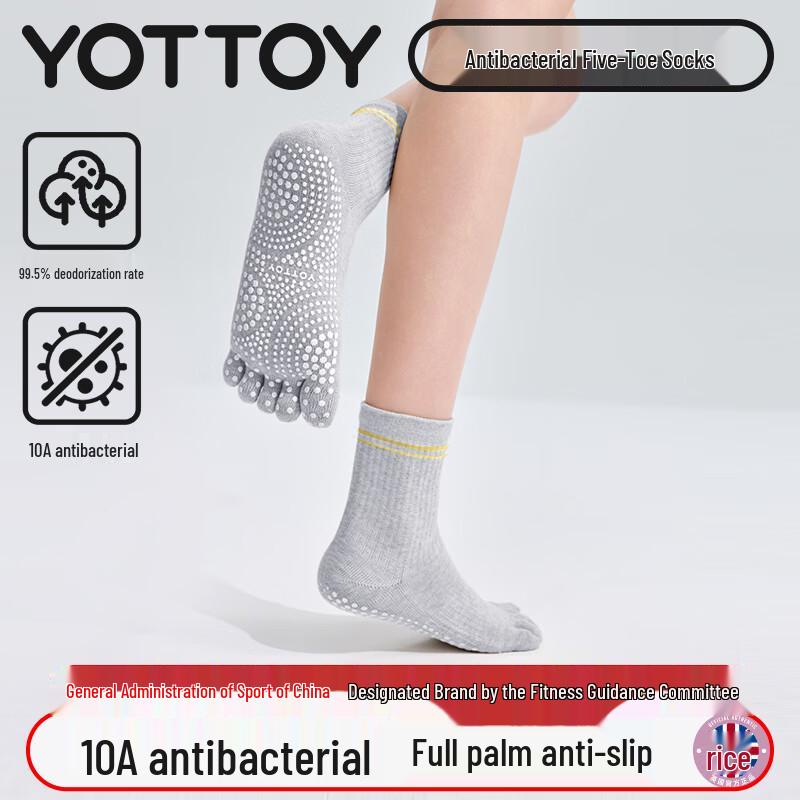 Yottoy Women s Striped Non-Slip Yoga Pilates Five-Finger Socks One Size (EU 34-39)