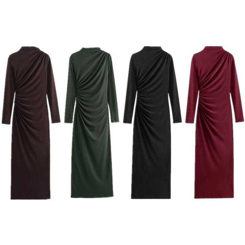 Fashion Wind Winter New Women's Clothing Silm Easiest for Match Ruched Decoration Midi Skirt Dress 4661301 529