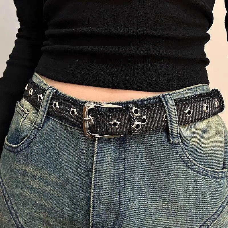 Womens 2.6cm Wide Denim Waist Belt Premium Quality Wear Resistant Long Lasting Pin Buckle Belt for Daily Wear