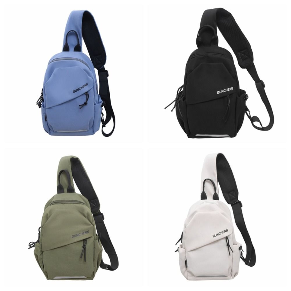 Multifunctional Shoulder Crossbody Bag Solid Color Sports Knapsack Casual Nylon Chest Bag  Male