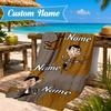 Custom Name Bean's Head Adventure Beach Towel Microfiber Beach Towel, Lightweight and Quick-Dry, for Summer Travel, Swimming Pool Gift