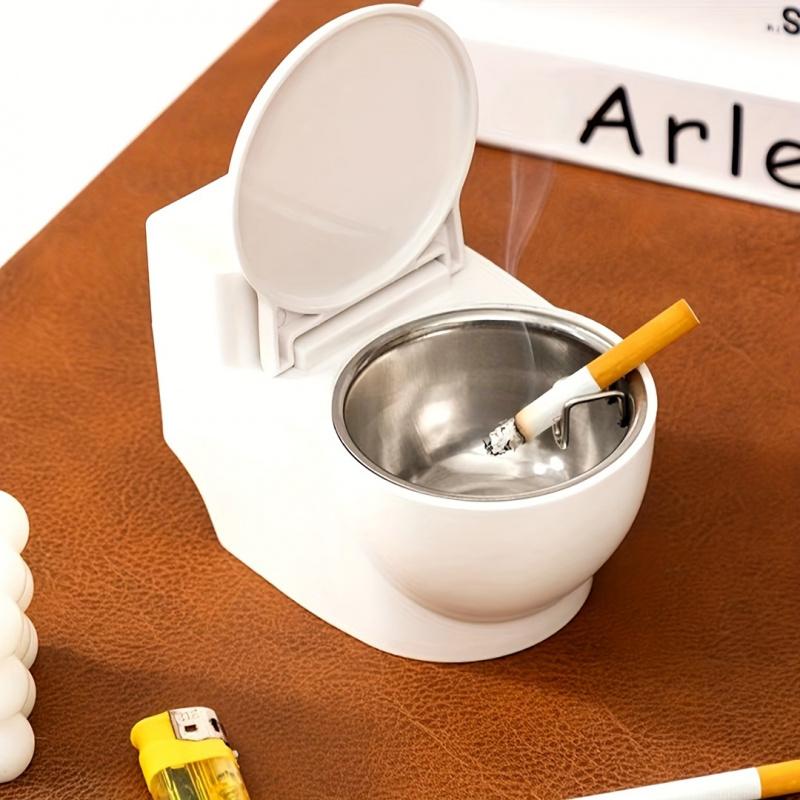 1Only Premium Thickened Creative Toilet-Shaped Ashtray Fashionable Home Living Room Bedroom with Lid Anti-Fly Ash High-End Ashtr
