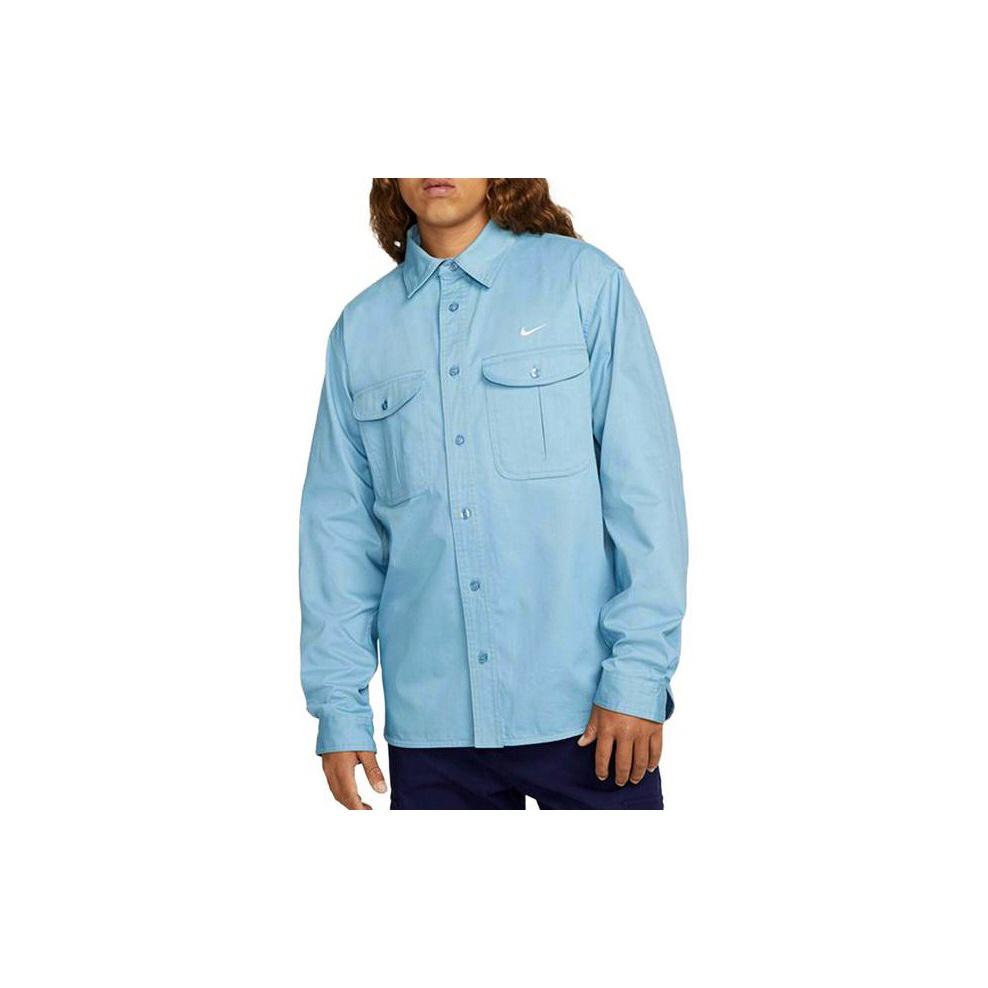 Nike SB Gesticktes Logo Sportlich Lässig Komfort Skateboard Langarmshirt Herren Oberteile Nebelblau DQ6288-494
