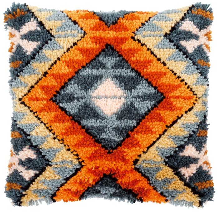 Geometric Abstract Latch Hook Pillow & Rug Kit DIY Section Embroidery for Home Decor, Modern Gift