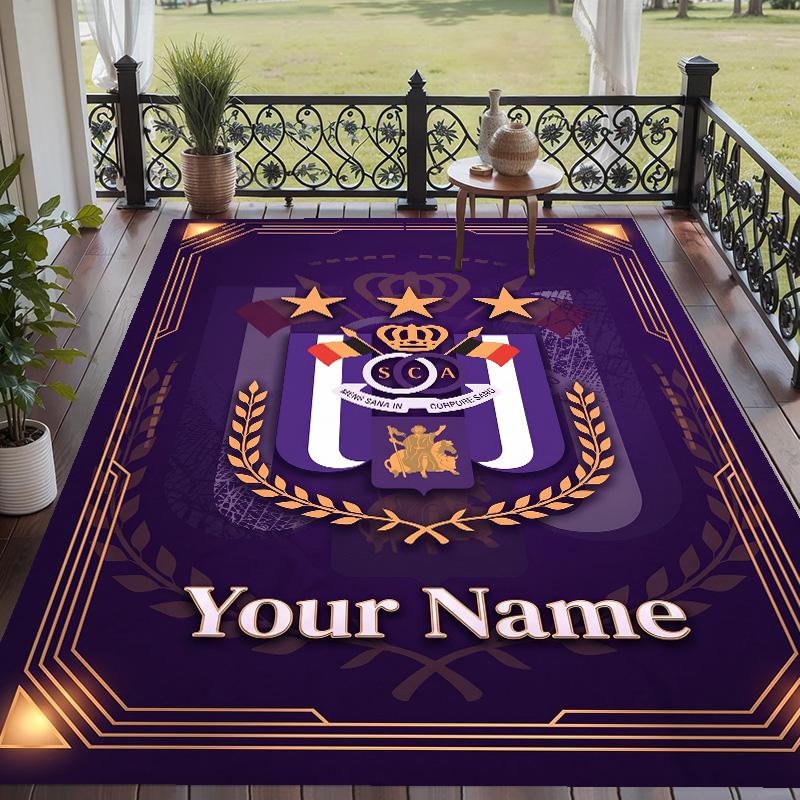 Custom Text Printed Rug Anderlecht FC Non Slip Floor Carpet For Home Room Decor