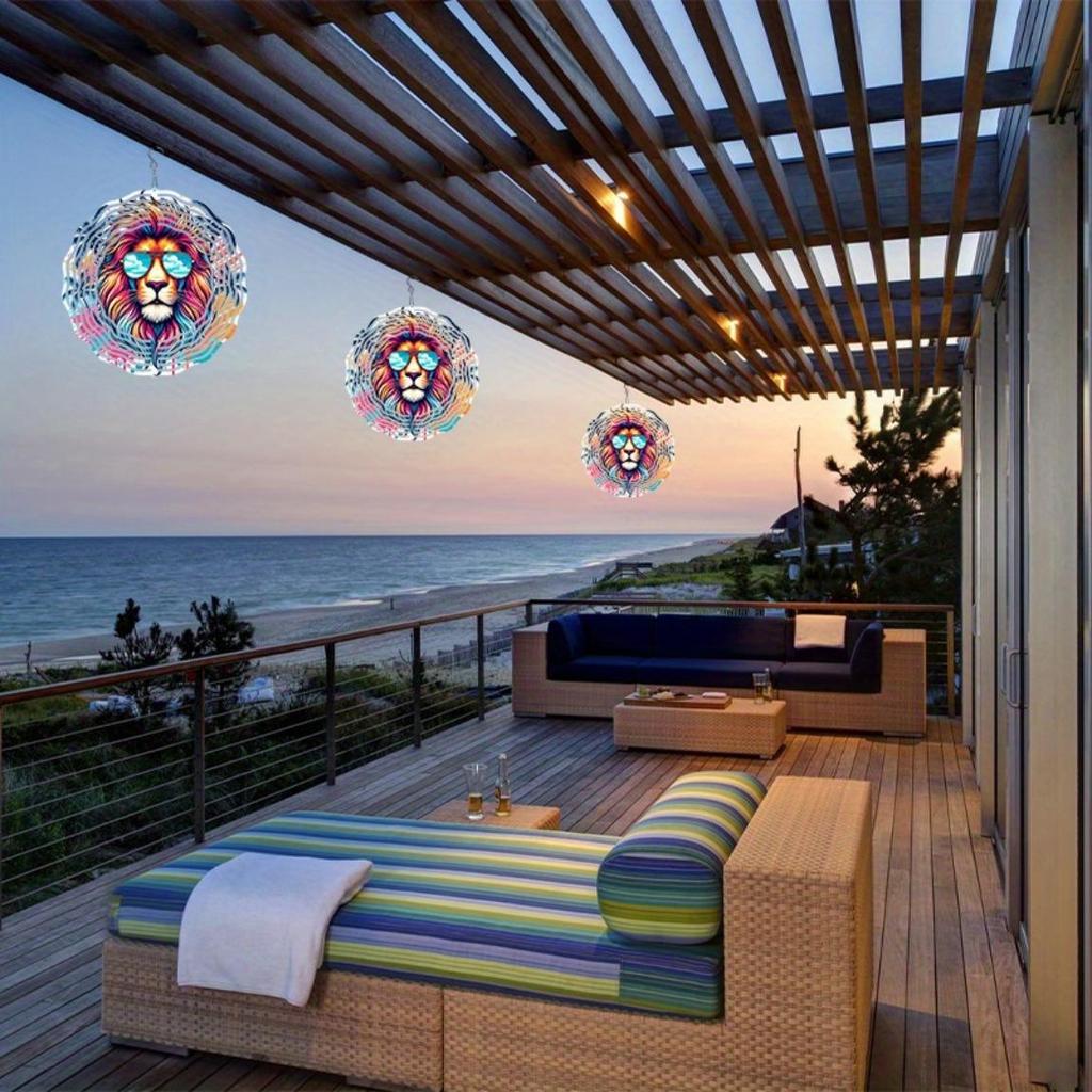 Stainless Steel 2D Wind Spinner Christmas Decor Outdoor Garden Hanging Ornament with Swivel Hook for Yard Patio Holiday Decoration