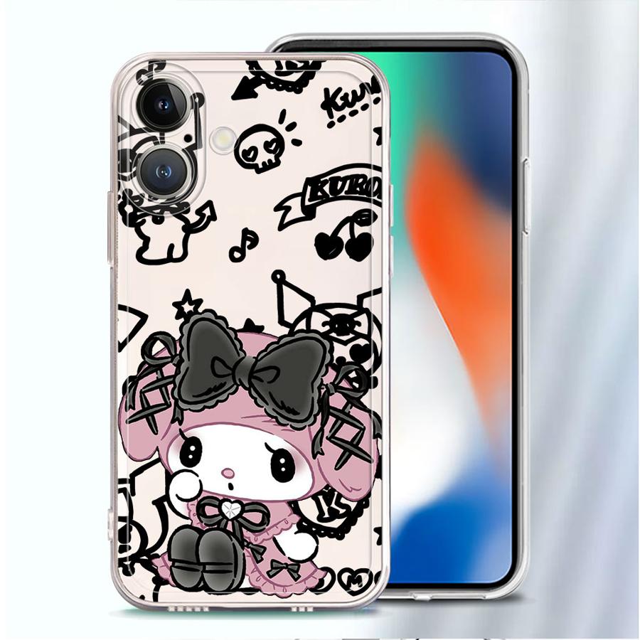 Sanrio Cool Kuromi Etui do iPhone 17 Pro Max 14 Plus XR 7 8 11 15 13 Pro XS Max 12 Mini Air 16 Miękki Pokrowiec na Telefon