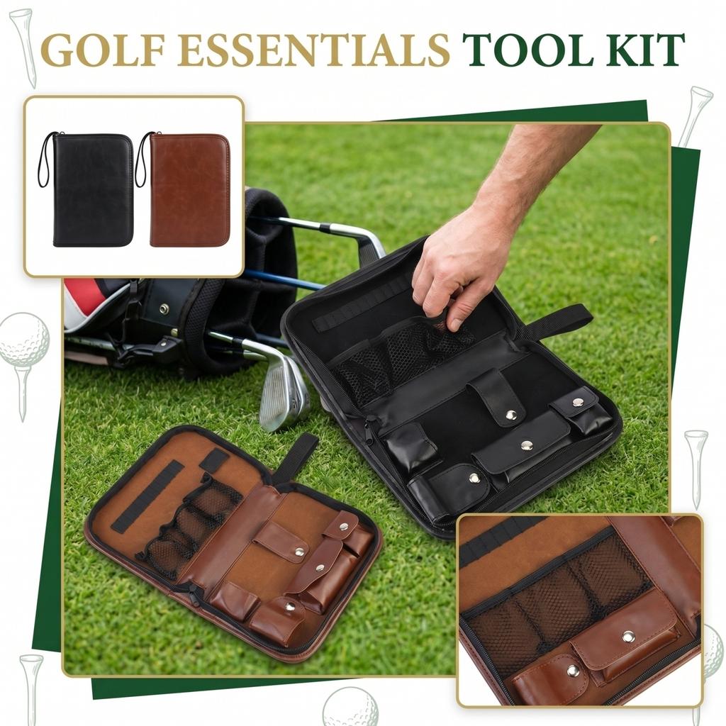 Golf Accessory Organizer Bag Portable Storage Case with Multiple Pockets Mesh Compartments and Zipper Closure for Golf Tools and Essentials