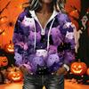 Women's Casual Long Sleeve Halloween Printed Hoodie Pullover with Top