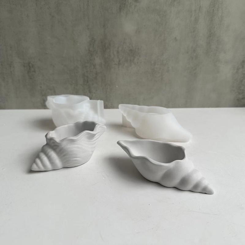 Conch Flowerpot Silicone Molds DIY Sea Snail Field Snail Candle Jar Mold Storage Box Concrete Gypsum Resin Mould for Home Decor Crafts