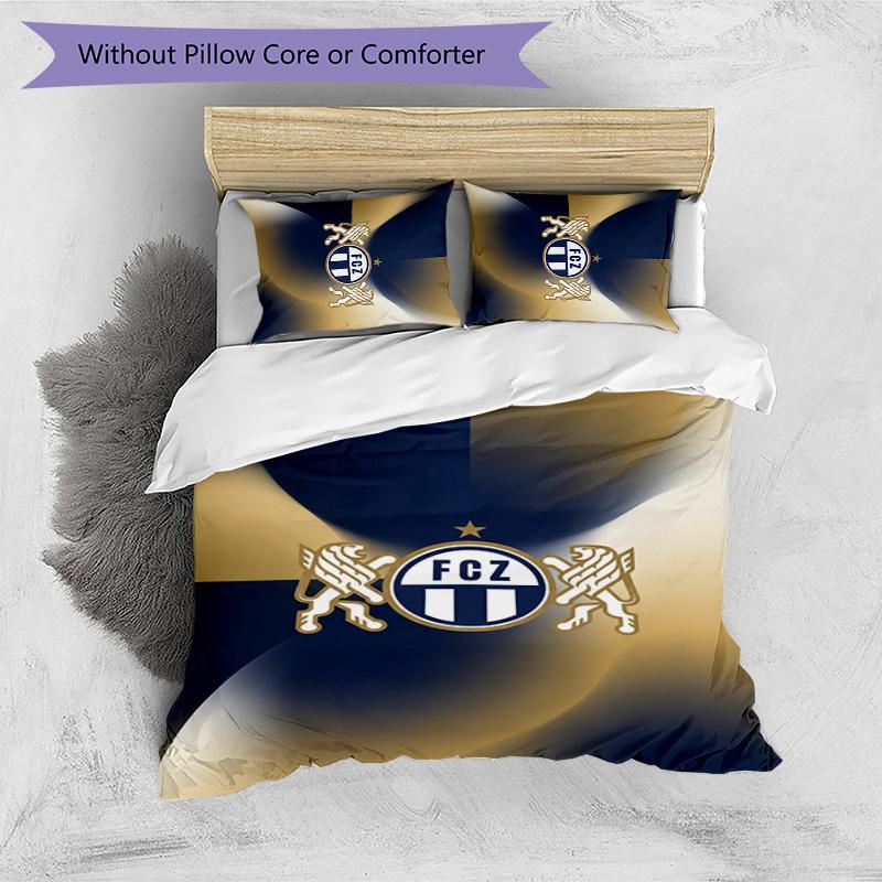Set Lenzuola Stampato FC Zürich 3 Pezzi Copripiumino Traspirante con Federe Biancheria da Letto Decorativa per Camera da Letto Casa
