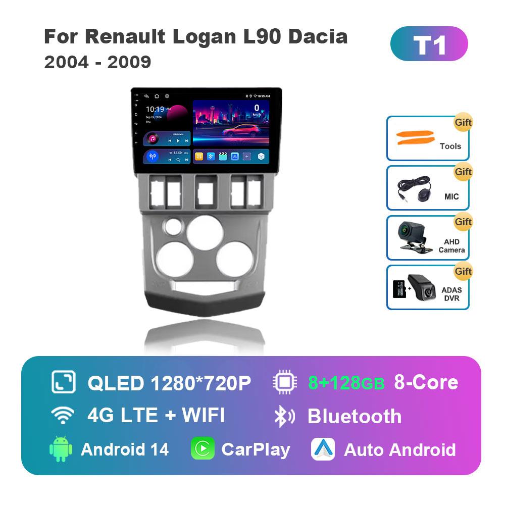 Car Video Multimedia player DSP Stereo for Renault Logan L90 Dacia 2004 - 2009 Android 14 GPS Navi WiFi IPS Screen 4G Bluetooth