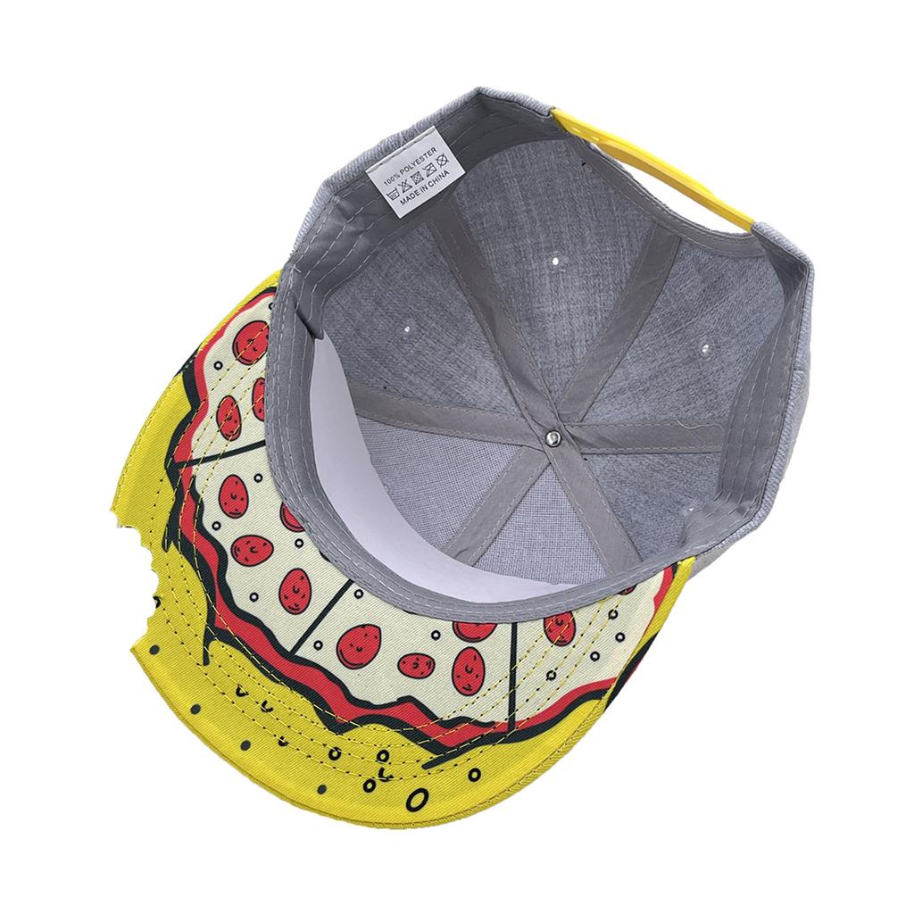 Embroidery Cartoon Pizza Flat Edge Hip Hop Hat Brim Notch Parent-Child Street Dance Hat Eyes Baseball Cap