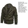 Men Bomber Jacket Plush Lining Multi Pockets Solid Color Zipper Closure Coldproof Autumn Winter Cargo Coat Windbreaker Streetwear