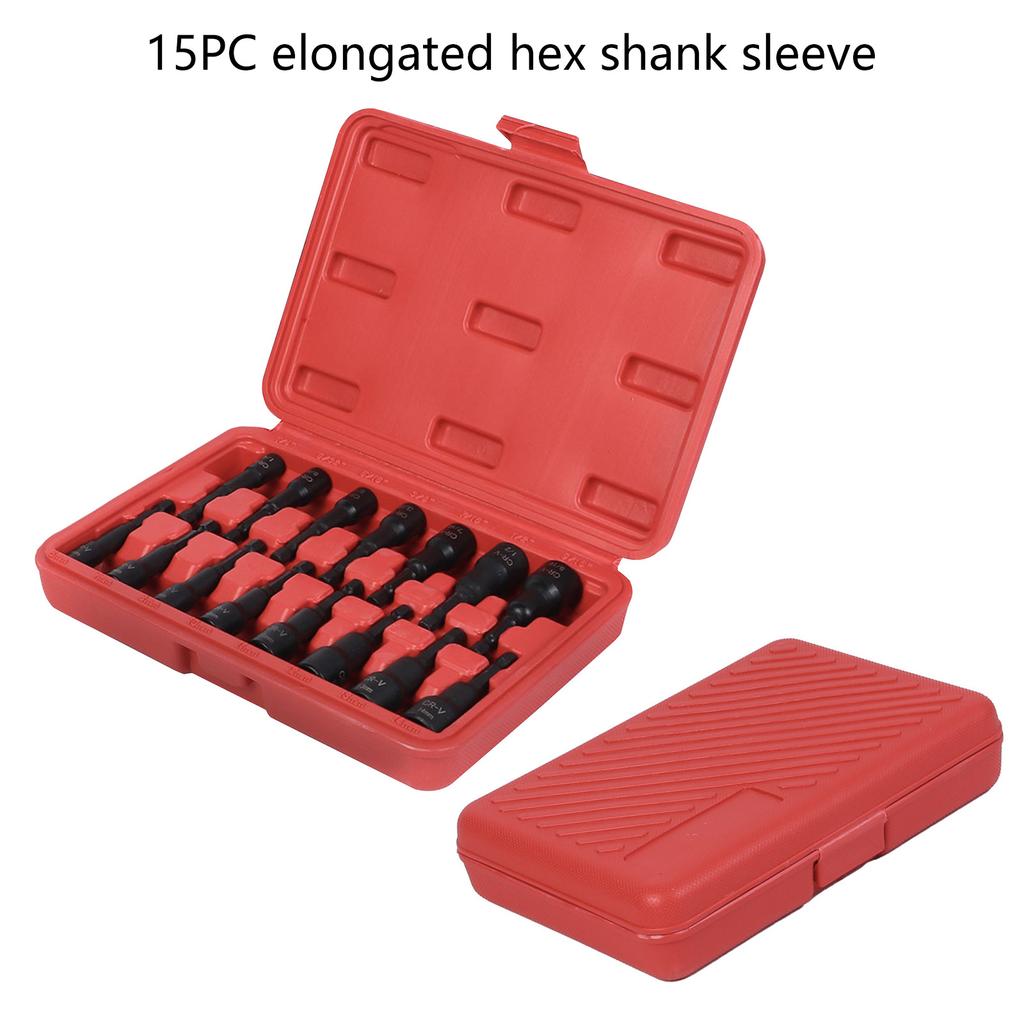 15Pcss Power Nut Driver Drill Bit Set Hex Socket Adapter Bolt Driver Repairing Tool Kit Suitable for Quick Changes