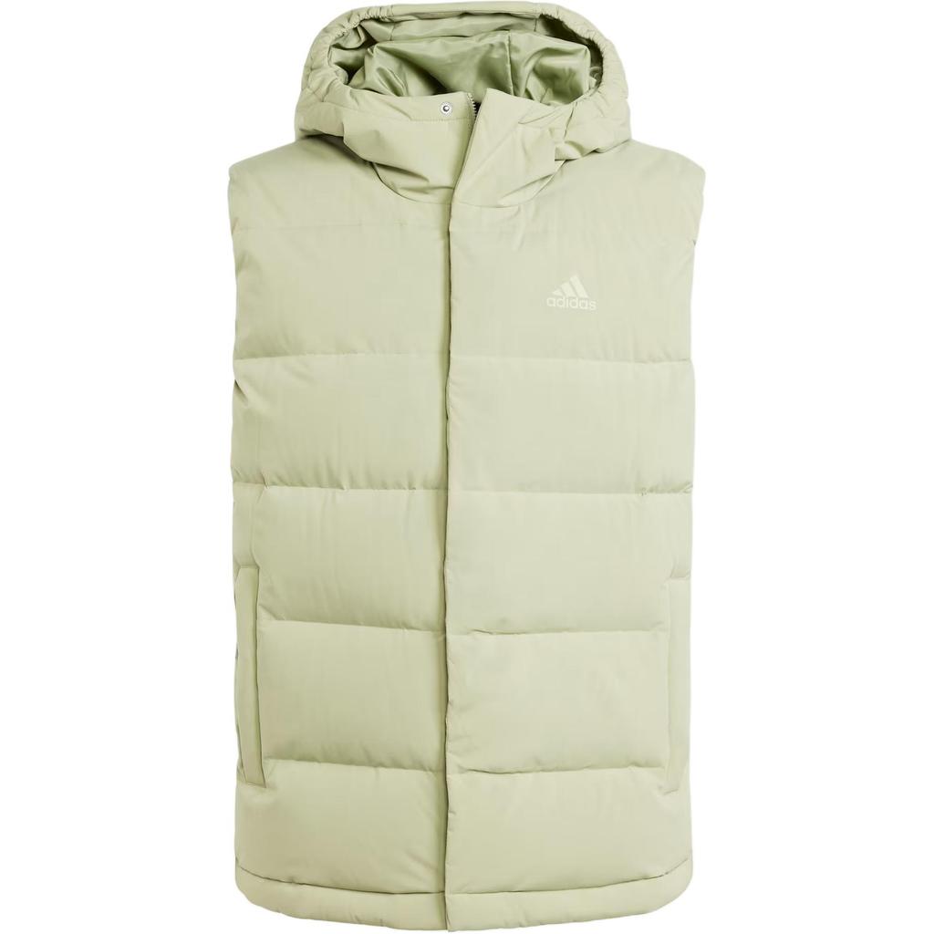 Adidas Helionic Hooded Down Solid Logo Print Single-Breasted Vest Men Vests Green IX8856